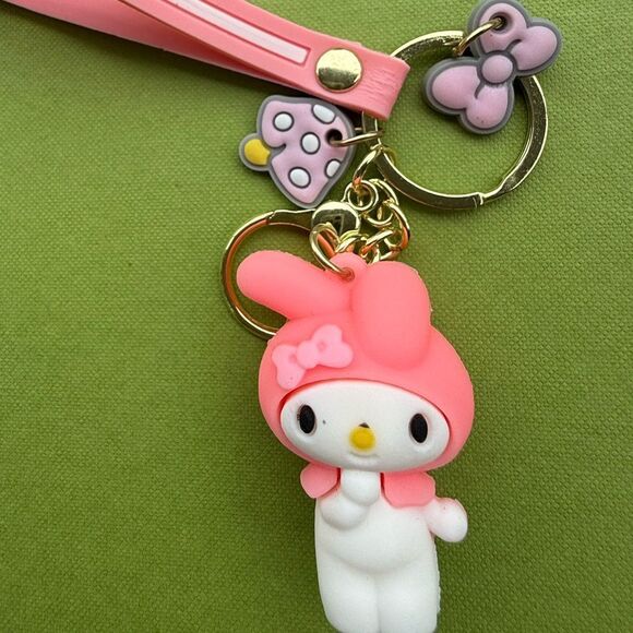 My Melody Pink Strap Keychain with Charms & Wristlet – Sanrio Kawaii Cute Gift - Picture 13 of 17